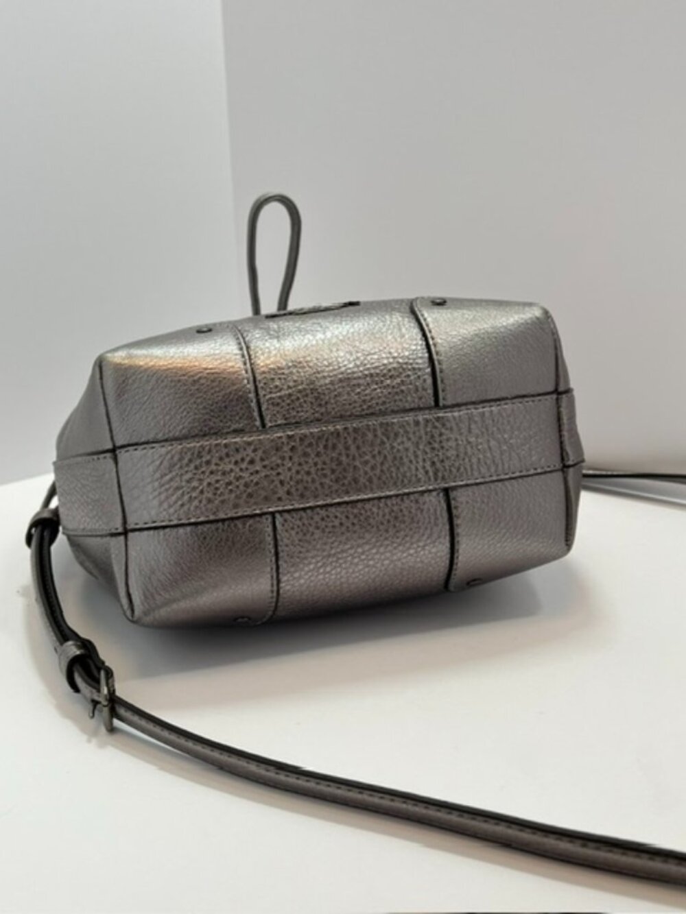 Coach Antique Nickel/Silver Baby Mickie Leather Drawstring Bag F35363 EUC - Picture 8 of 13